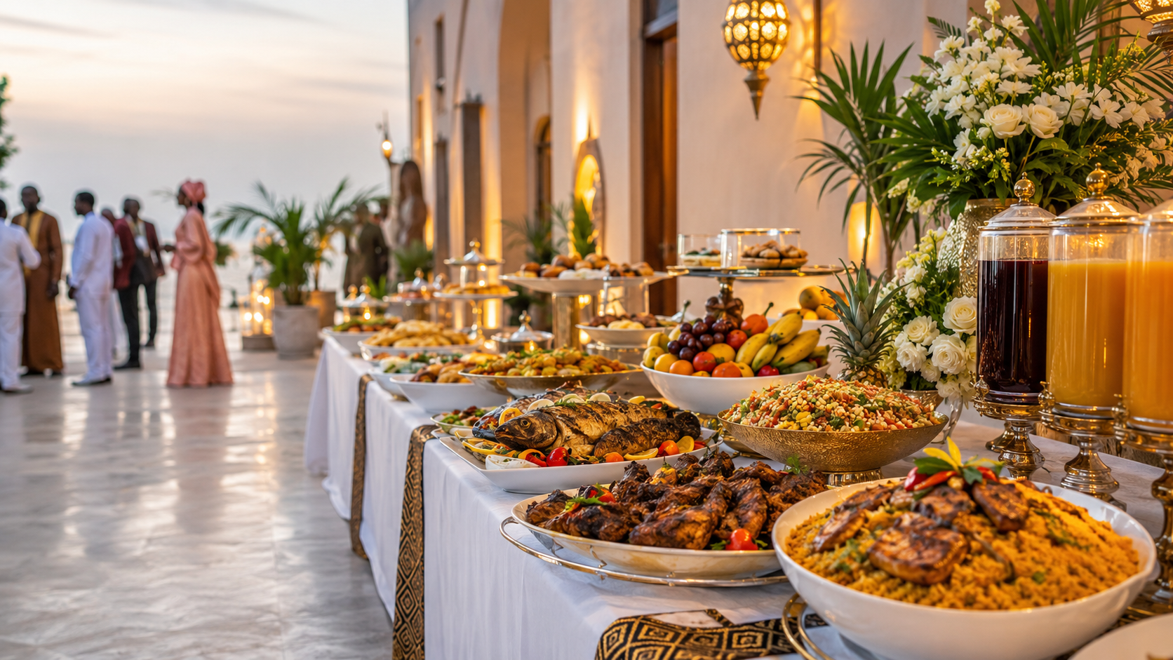 Buffet traiteur Daltyf dressé lors d'un événement à Dakar